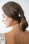 Brides And Hairpins Brides & Hairpins Nahla Set Of 2 Pearl & Crystal Flower Pins In Silver