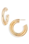 Jennifer Zeuner 14k Yellow Gold 2-row Hoop Earrings In 14k Yellow Gold Plated Silver