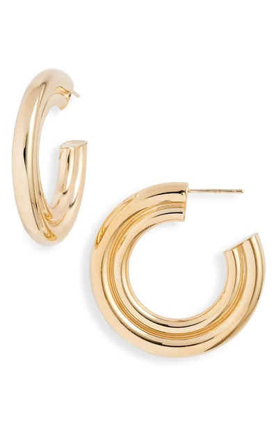 Jennifer Zeuner 14k Yellow Gold 2-row Hoop Earrings In 14k Yellow Gold Plated Silver