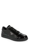 Prada Logo Plaque Sided Sneakers In Black