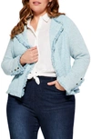 Nic + Zoe Fringe Mix Open Front Jacket In Mist
