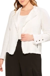Nic + Zoe Fringe Mix Knit Jacket In Paper White