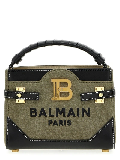 Balmain Canvas B-buzz 22 Top-handle Bag In Green