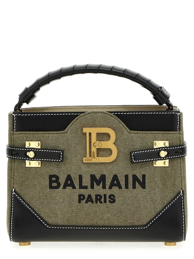 Balmain Canvas B-buzz 22 Top-handle Bag In Khaki