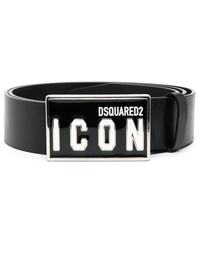 Dsquared2 Logo-buckle Belt In Black