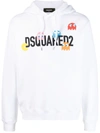 Dsquared2 Logo Printed Drawstring Hoodie In White