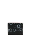 FERRAGAMO CAPSULE GANCIO-STAMPED LEATHER BI-FOLD WALLET, BLACK/grey,PROD197330110