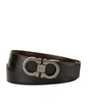 FERRAGAMO MEN'S REVERSIBLE LEATHER DOUBLE-GANCIO BELT,PROD227130201