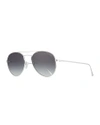 Tom Ford Ace Metal Pilot Sunglasses, Shiny Rhodium/gradient Smoke In Shiny Rodium/grey