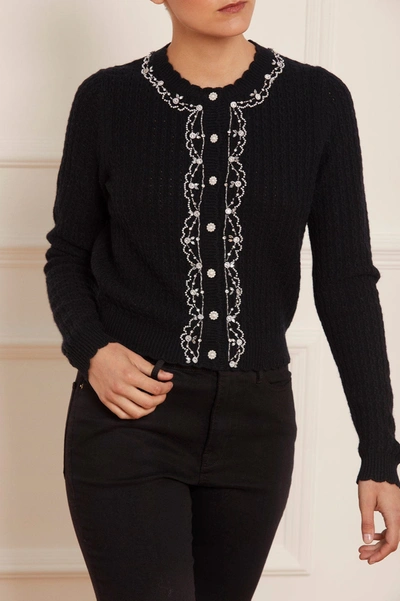 Needle & Thread Crystal Border Short Cardigan In Black