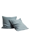 Bed Threads Set Of 2 French Linen Euro Pillowcases In Grey Tones