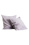 Bed Threads Set Of 2 French Linen Euro Pillowcases In Purple Tones