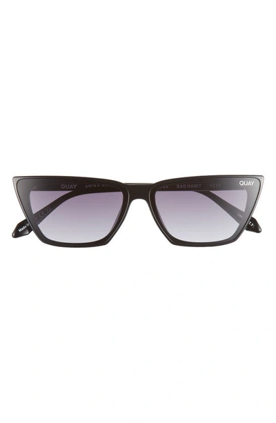 Quay Bad Habit 65mm Oversize Cat Eye Sunglasses In Black/ Smoke