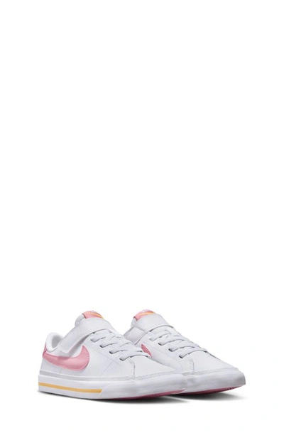 Nike Kids' Court Legacy Sneaker In White/ Coral Chalk/ Orange