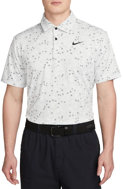 Nike Dri-fit Tour Floral Performance Golf Polo In Grey