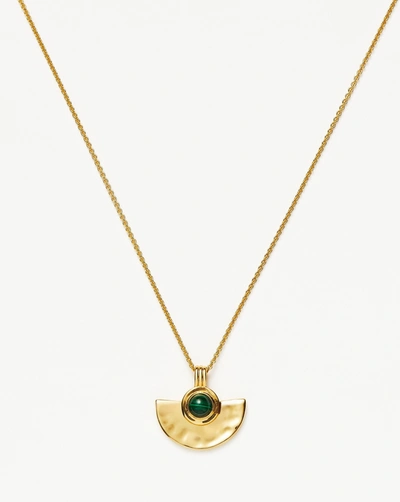 Missoma Zenyu Gemstone Fan Pendant Necklace 18ct Gold Plated Vermeil/malachite