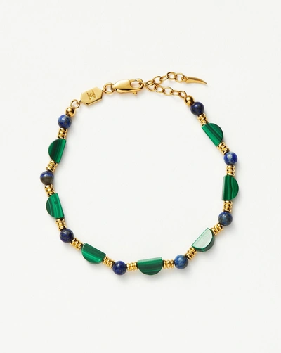 Missoma Zenyu 18ct Recycled Yellow Gold-plated Vermeil Brass And Lapis Lazuli Bracelet In 18ct Gold Plated/malachite & Lapis