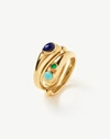MISSOMA MOLTEN GEMSTONE DOUBLE STACKING RING SET 18CT GOLD PLATED/CHALCEDONY & TURQUOISE & LAPIS BLUE/GOLD