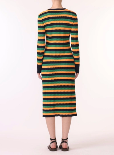 Jason Wu Striped Crewneck Knit Midi Dress In Multi