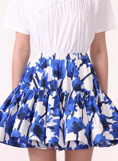 Jason Wu Ruffle Floral Cotton Miniskirt In Multi