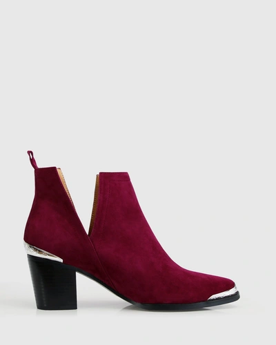 Belle & Bloom Austin Suede Ankle Boot In Red