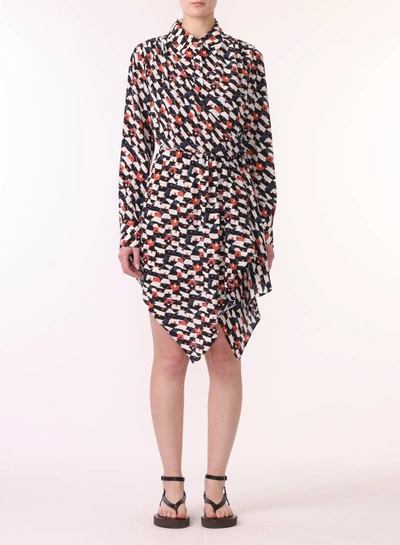 Jason Wu Draped Abstract-print Shirtdress In Multi