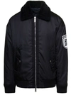 DSQUARED2 'CIPRUS' BLACK BOMBER JACKET WITH CONTRASTING LOGO PATCH AND PRINT IN NYLON MAN