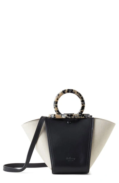 Mulberry Mini Riders Top Handle Tote In Black-ecru