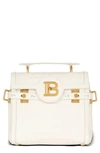 Balmain B-buzz 23 Monogrammed Grained Leather Bag In Cream