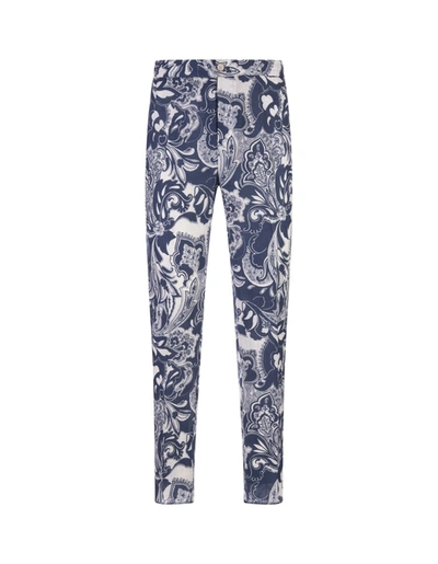 Etro Jogging Trousers With Paisley Bandana Print In Blue