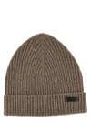 BRIONI ENGLISH RIBBED BEANIE HATS BEIGE