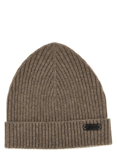 Brioni English Ribbed Beanie In Beis
