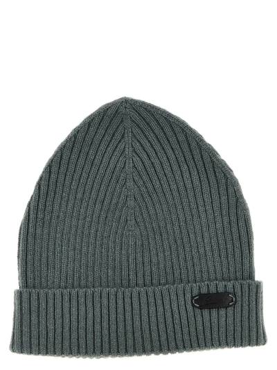 Brioni English Ribbed Beanie In Verde