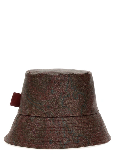 Etro Paisley Bucket Hat Hats Bordeaux In Rojo Oscuro