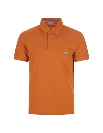 Etro Embroidered-logo Polo Shirt In Orange