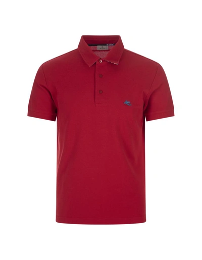 Etro Polo Shirt With Embroidered Pegasus In Red