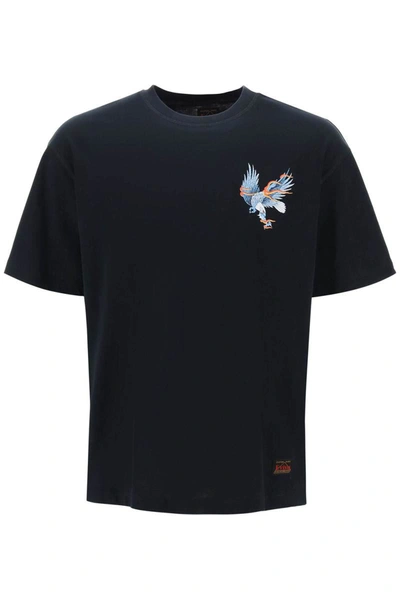 Evisu T-shirt With Eagle Print And Logo Embroidery In Black