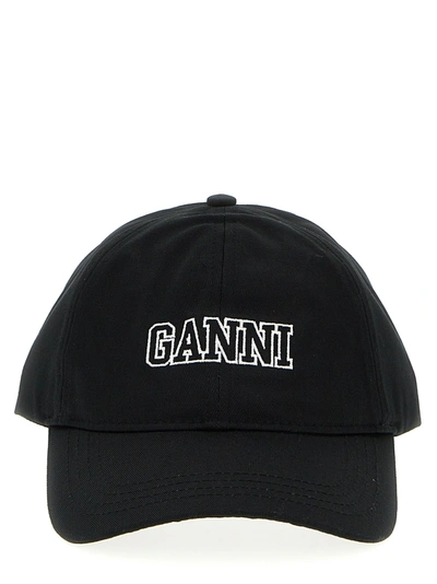 Ganni Logo Cap Hats Black