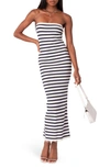 Edikted Stripe Strapless Rib Sweater Dress In Mix