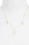 Lana Bond Triple Cross Charm Necklace In Yellow Gold