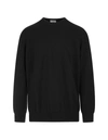 Fedeli Man Black Cashmere Pullover With Round-neck In Black