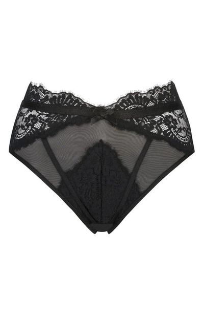 Hunkemoller Occult PU and lace suspender belt with hardware detail in black