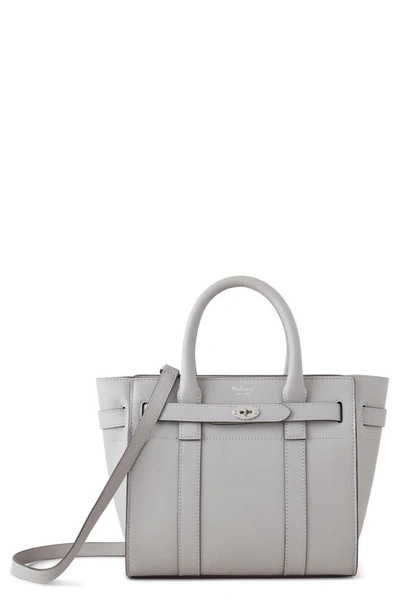 Mulberry Small Zipped Bayswater Leather Satchel In Pale Grey