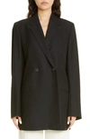 Totême Loreo Oversized Double-breasted Woven Blazer In Black