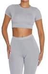 Naked Wardrobe Crewneck Crop T-shirt In Silver Grey