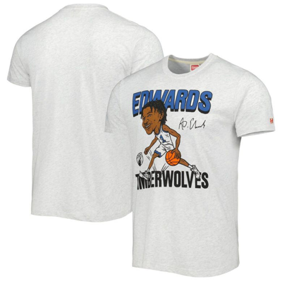 Homage Anthony Edwards Ash Minnesota Timberwolves Caricature Tri-blend T-shirt