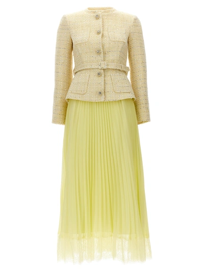 Self-portrait Yellow Boucle Midi Dress Dresses Yellow