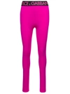 DOLCE & GABBANA FUCHSIA LEGGINGS WITH BRANDED BANDS IN STRETCH POLYAMIDE WOMAN