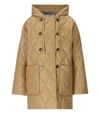Ganni Beige Quilted Down Jacket With Hood In Beige