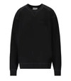 Ganni Long Sleeve Black Isoli Drop Shoulder Sweatshirt In Black